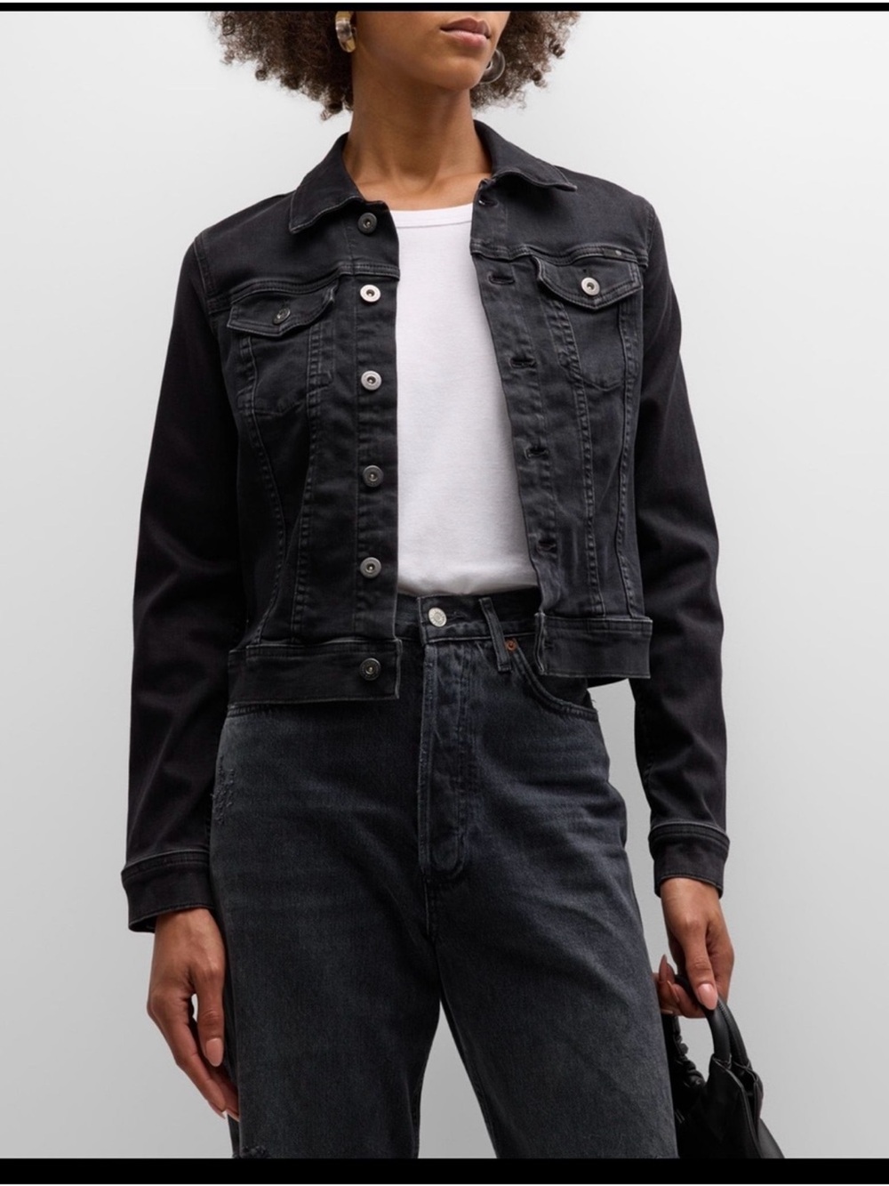 Ag Adriano Goldschmmied Robyn Fitted Charcoal Black Denim Jacket